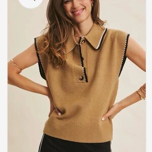 In February Tan Sweater Vest